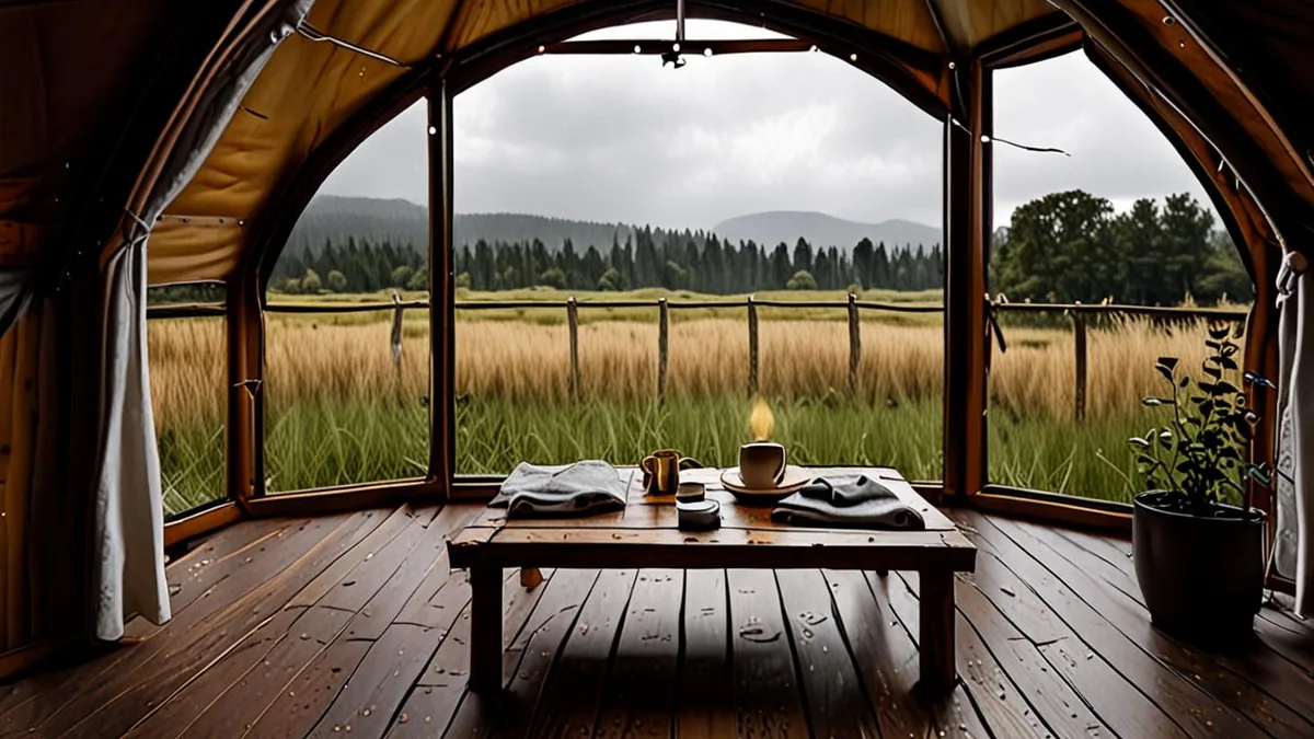 glamping in the rain